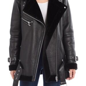 Avec Les Filles Black Faux Leather Biker Jacket